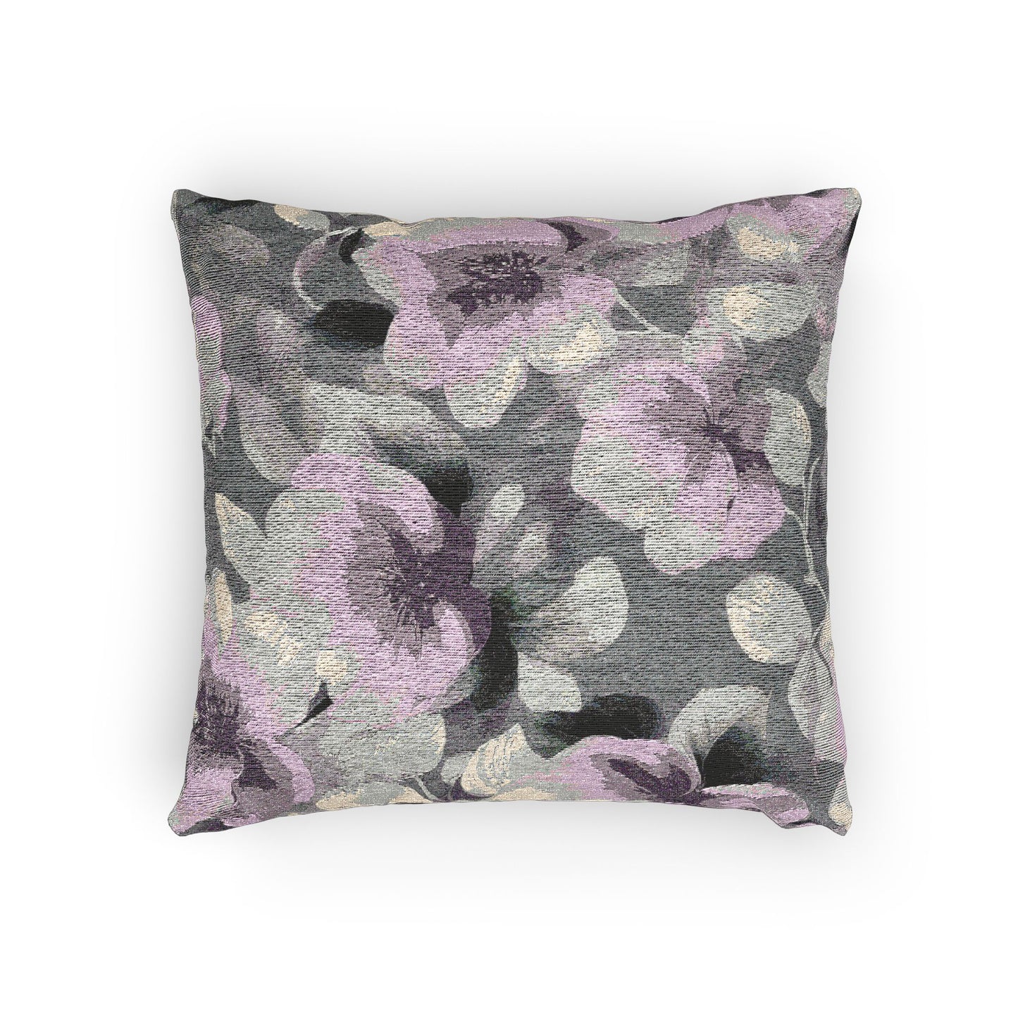 Gray Lavender Florals Woven Pillow, 17" x 18"