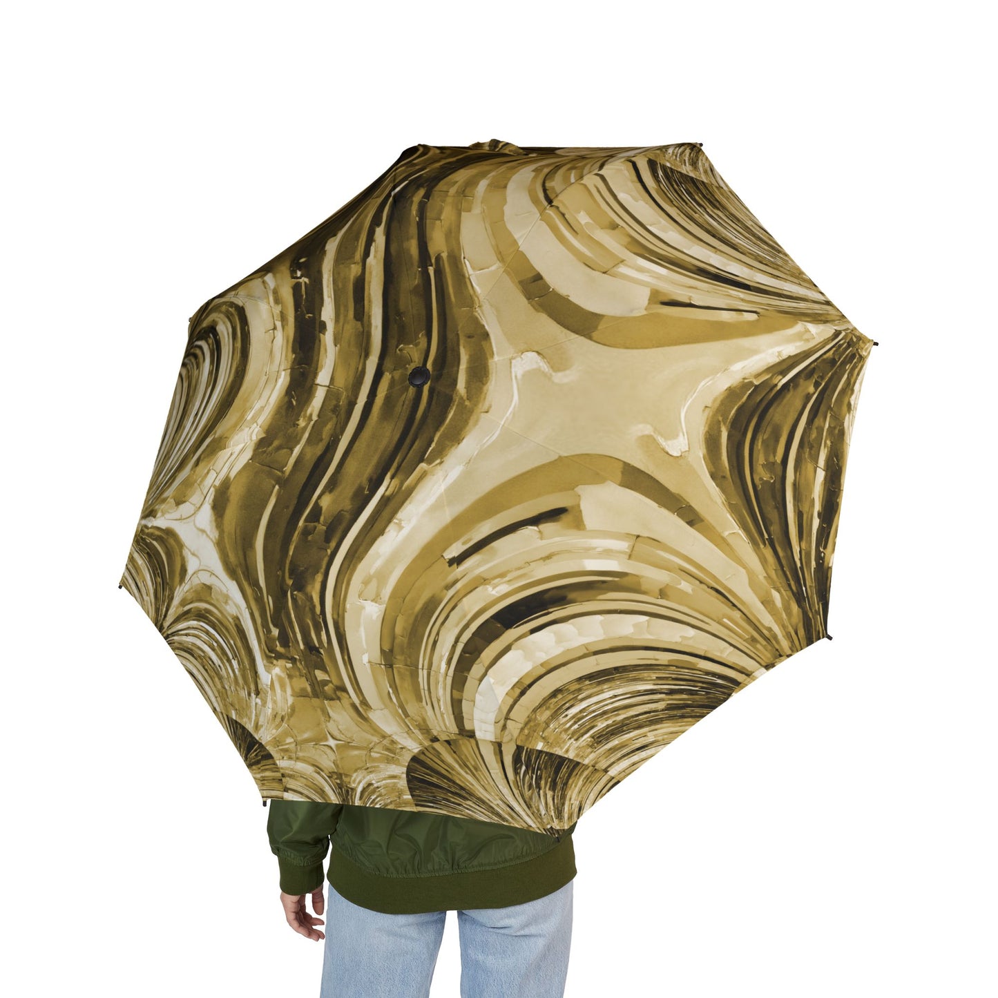 Uzi Spiral Light Brown Foldable Umbrella - Compact & Chic