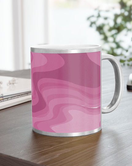 Pinky Mauve Wavey 11 oz Metallic Mug (Silver\Gold)