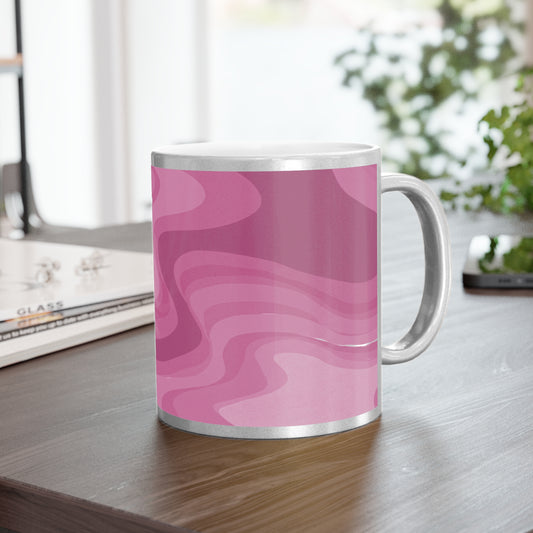 Pinky Mauve Wavey 11 oz Metallic Mug (Silver\Gold)