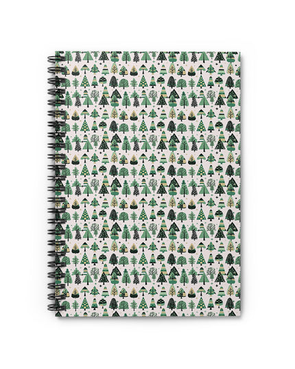 Mini Vintage Green Trees Spiral Notebook - Ruled Line, 6" x 8", 118 pages