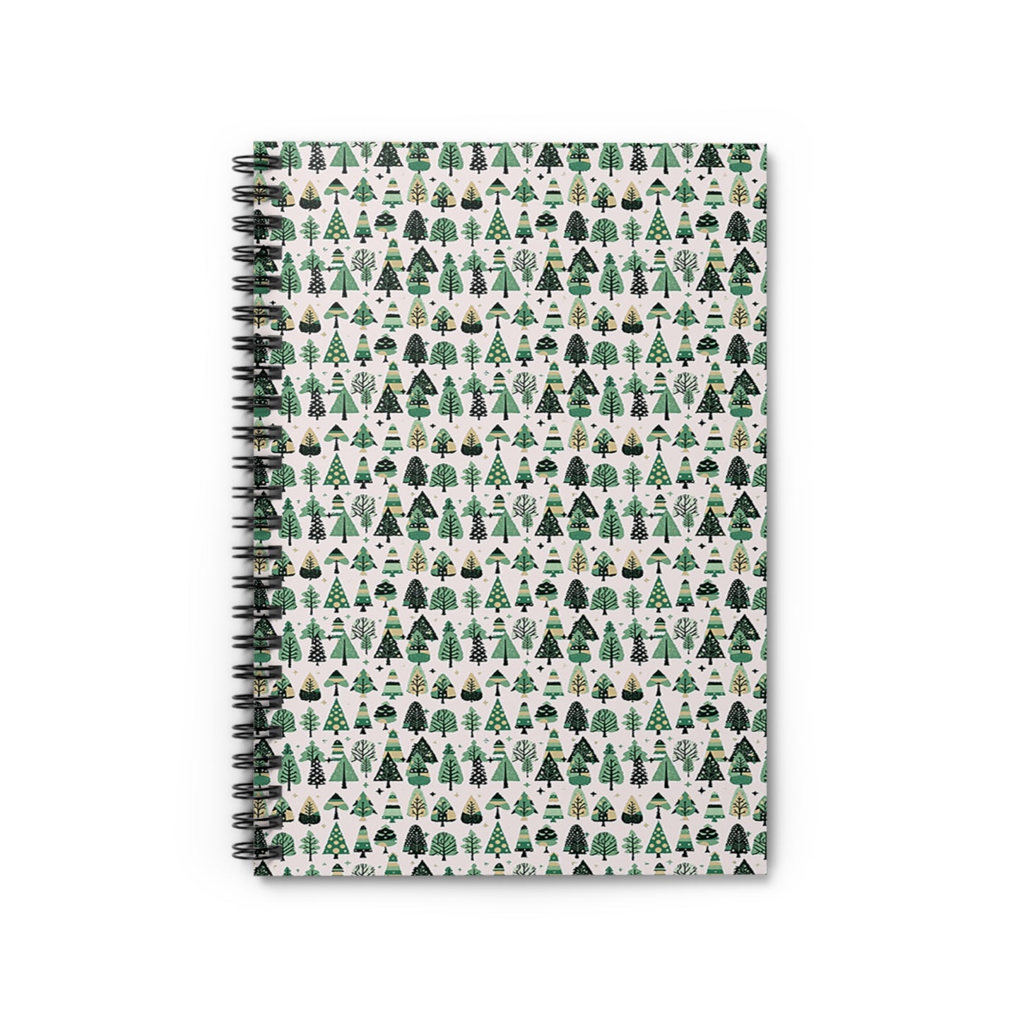 Mini Vintage Green Trees Spiral Notebook - Ruled Line, 6" x 8", 118 pages