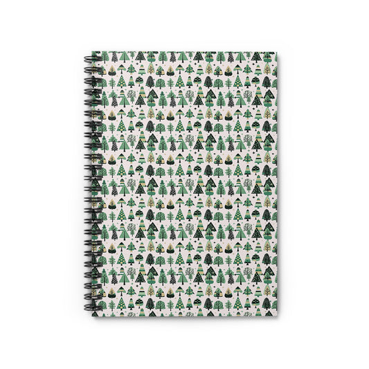 Mini Vintage Green Trees Spiral Notebook - Ruled Line, 6" x 8", 118 pages