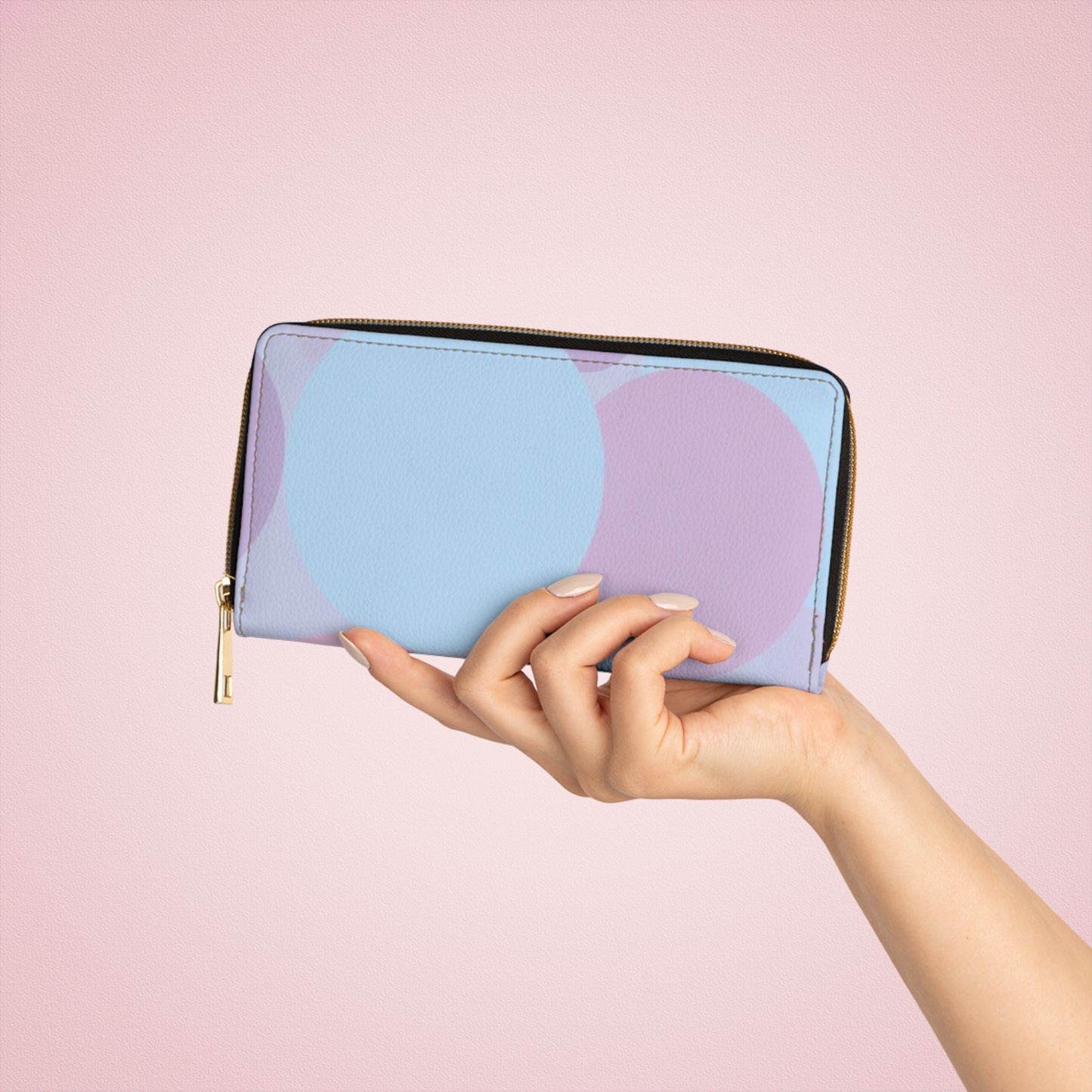 Pastel Purple and Mauve Patches Elegant Abstract Zipper Wallet - Stylish & Functional Accessory for Everyday Use