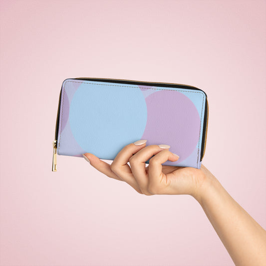 Pastel Purple and Mauve Patches Elegant Abstract Zipper Wallet - Stylish & Functional Accessory for Everyday Use