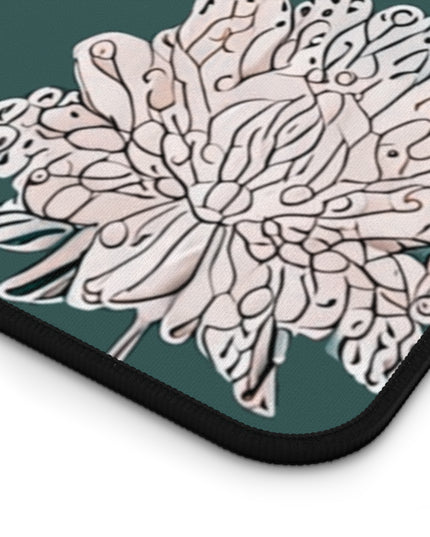 Soft White Floral Butterflies 16" x 32" Desk Mat