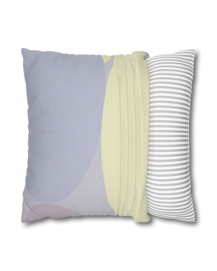 Pastel Soft Blue and Soft White Patches Spun Polyester Square Pillowcase, 14" x 14"