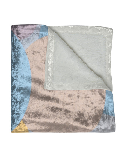 Pastel Baby Blue and Peach Patches 50" x 60" Crushed Velvet Blanket