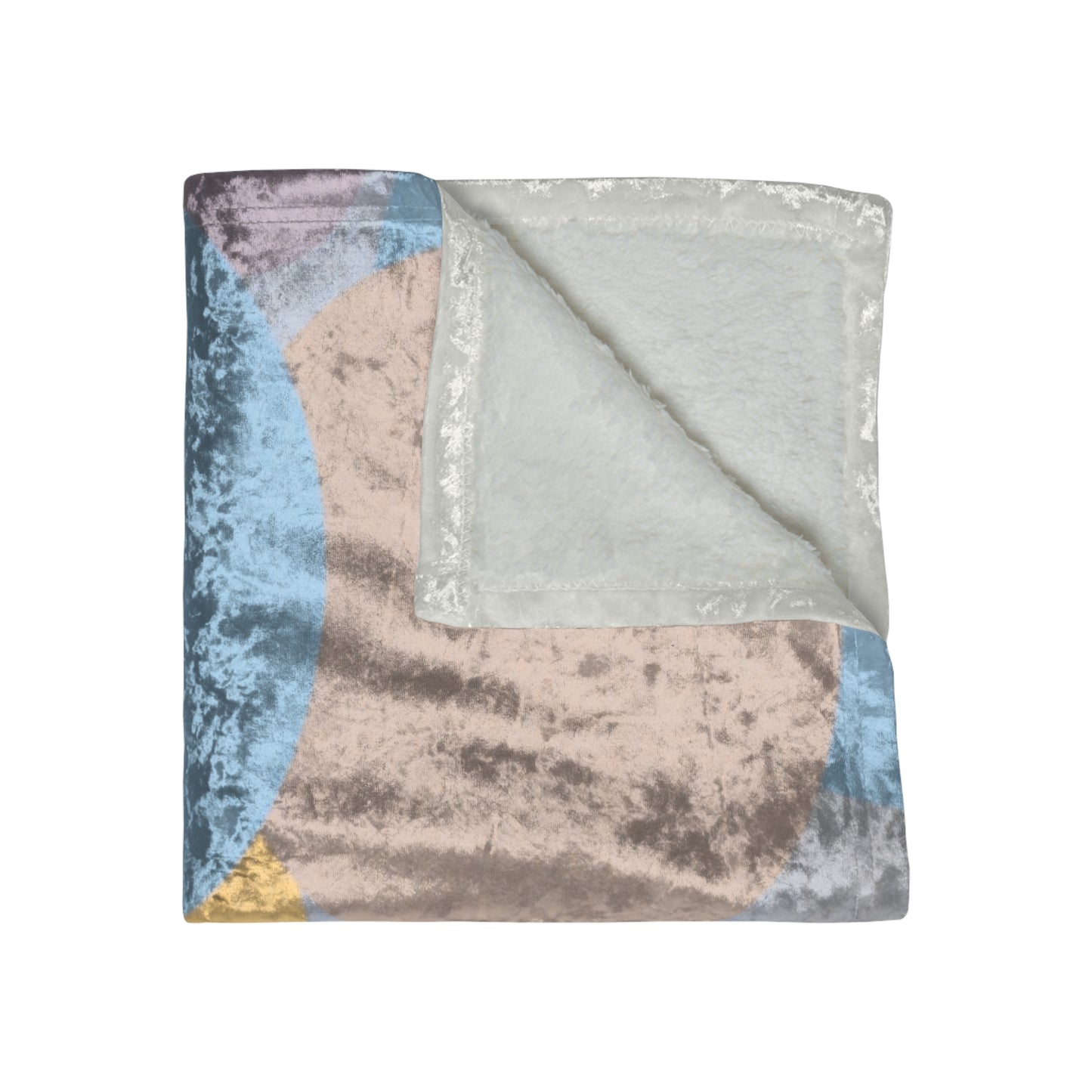 Pastel Baby Blue and Peach Patches 50" x 60" Crushed Velvet Blanket