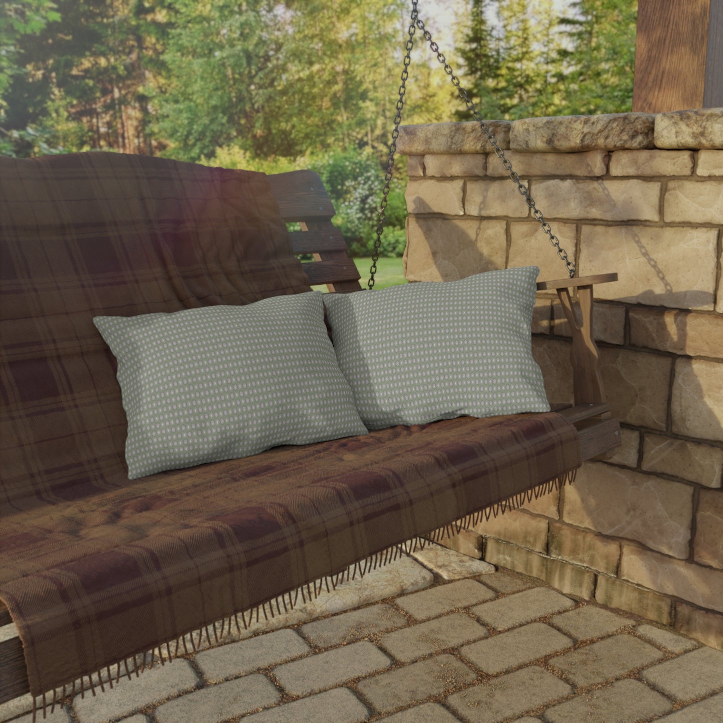 Olive Star-crossed Bodies Outdoor Pillow, 20" x 14"