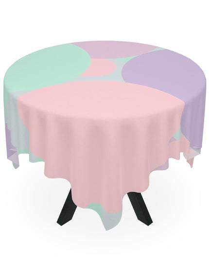 Pastel Peach and Soft Green Patches Tablecloth, 55" x 55"