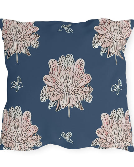 Rose White Floral Butterflies 20" x 20" Outdoor Pillow