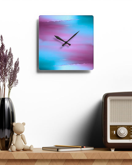 Wine Sea Blue Fog Acrylic Wall Clock, Round or Square, 10.75" x 10.75"