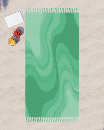 Mint Green Wavey 38" × 81" Boho Beach Cloth