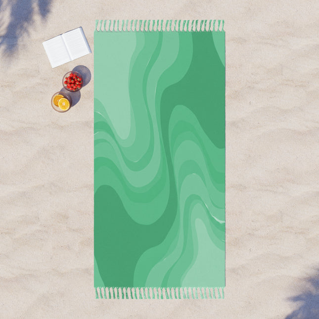 Mint Green Wavey 38" × 81" Boho Beach Cloth