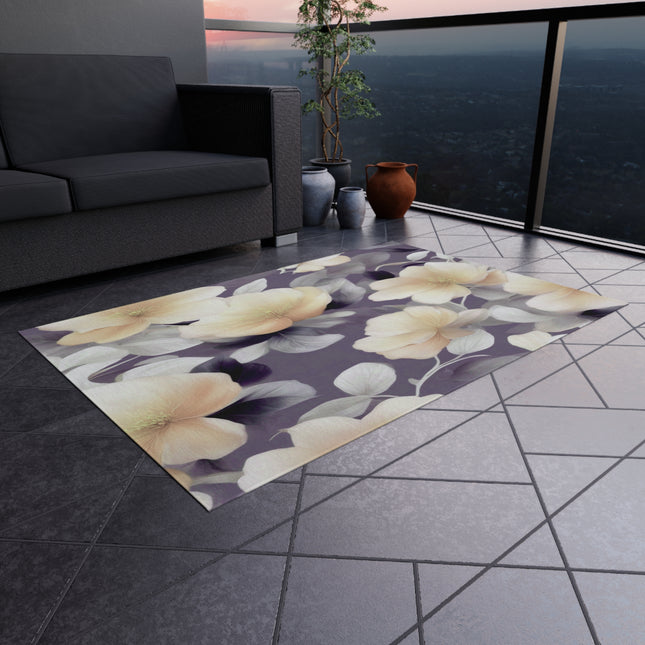 White Blush Floral Bunch Outdoor Rug, 48" x 72"