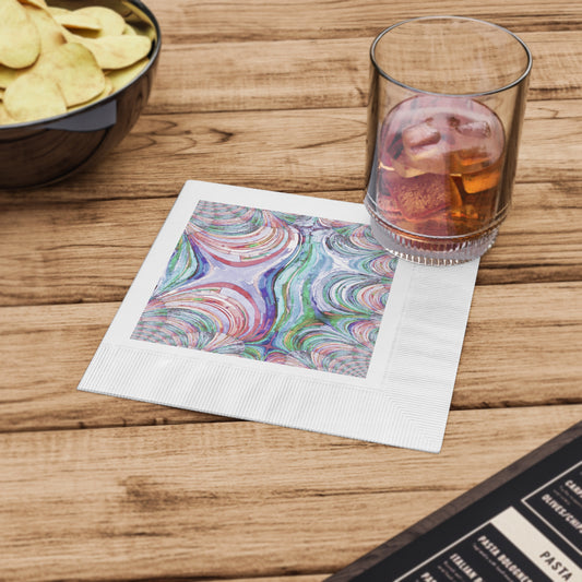 Uzi Spiral Pastels White Coined Napkins, 6.5" x 6.5"