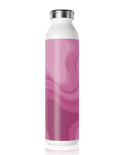 Pinky Mauve Wavey Slim Water Bottle, 20 oz White