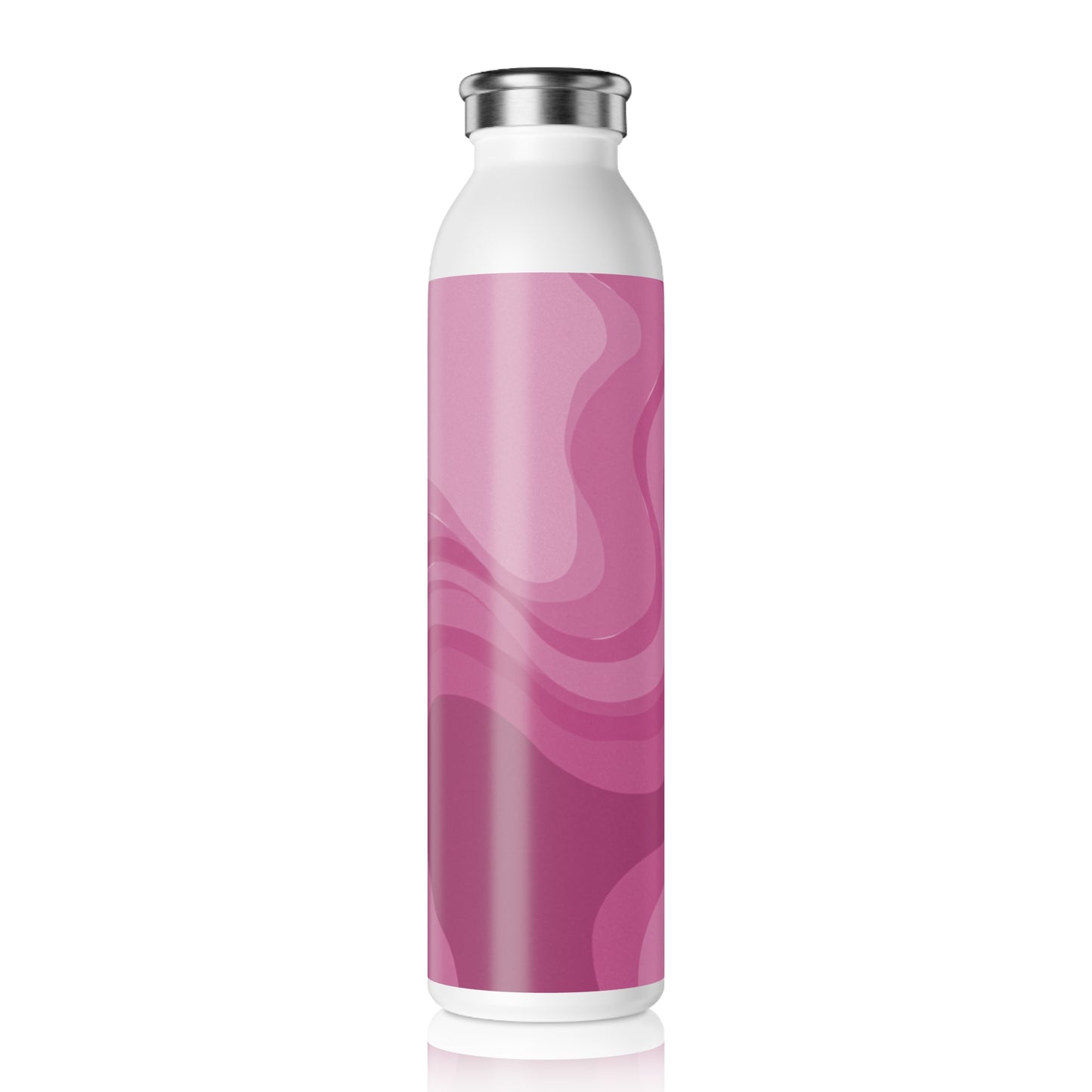 Pinky Mauve Wavey Slim Water Bottle, 20 oz White