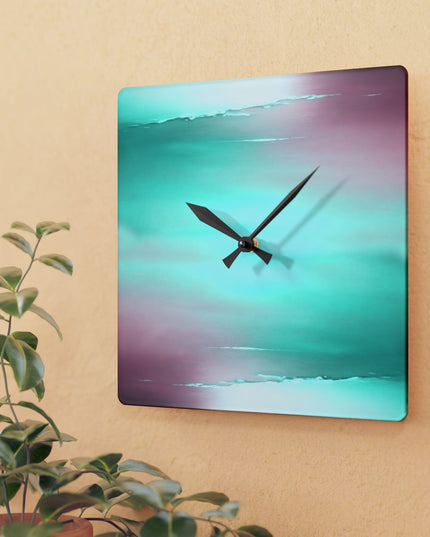 Green Sea Lavender Fog Acrylic Wall Clock, Round or Square, 10.75" x 10.75"