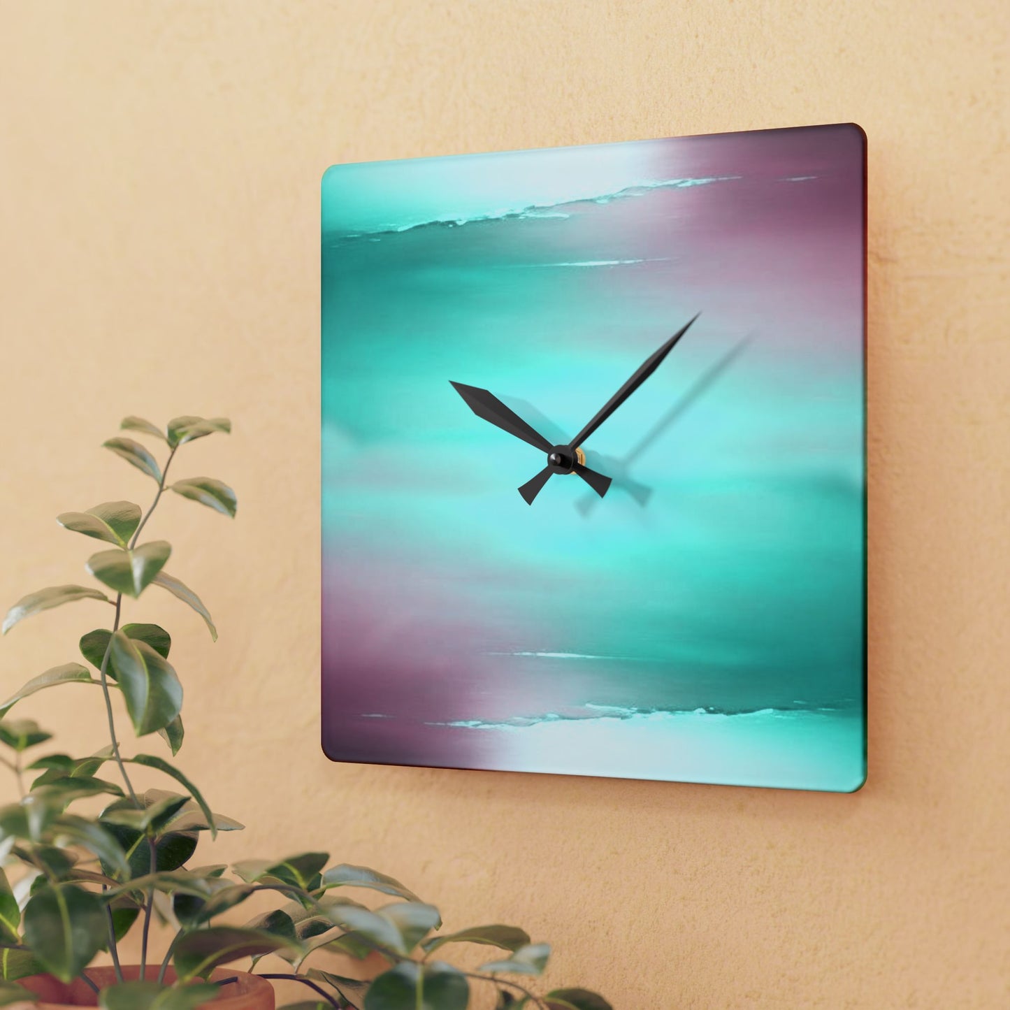 Green Sea Lavender Fog Acrylic Wall Clock, Round or Square, 10.75" x 10.75"