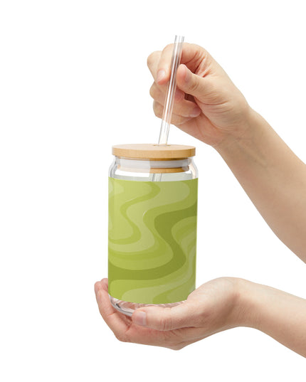 Lemon Wavey Sipper Glass, 16oz