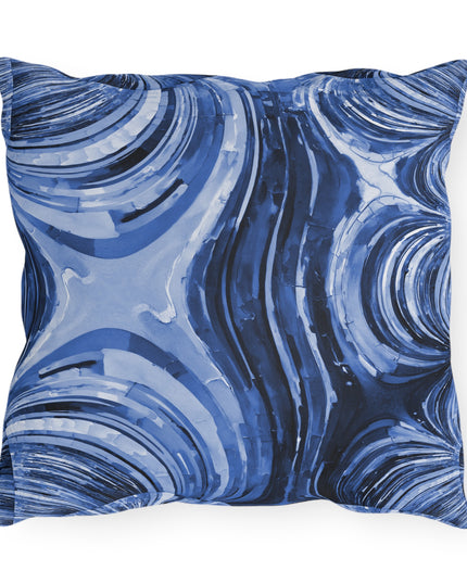 Uzi Spiral Deep Blue Outdoor Pillow, 16" x 16"