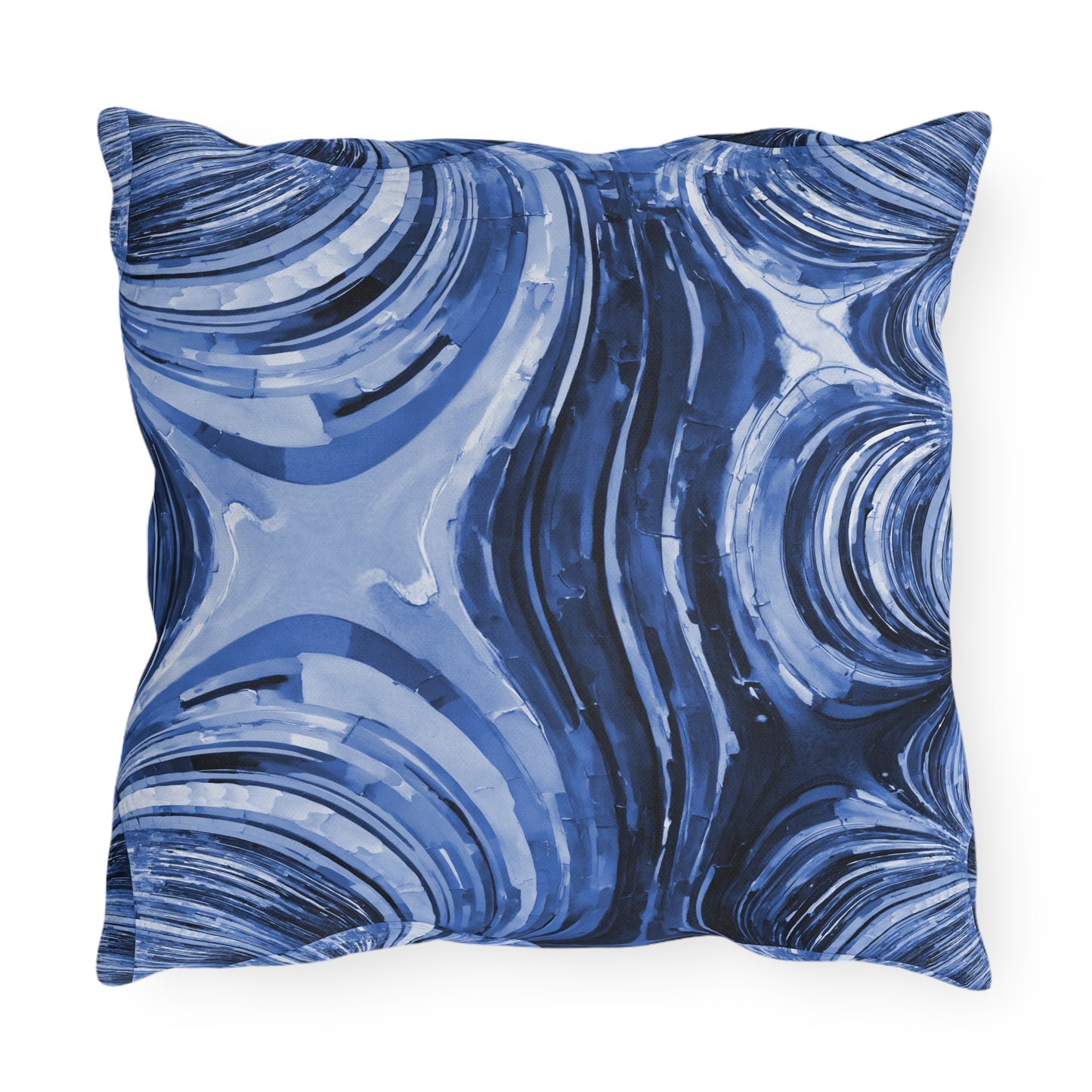 Uzi Spiral Deep Blue Outdoor Pillow, 16" x 16"