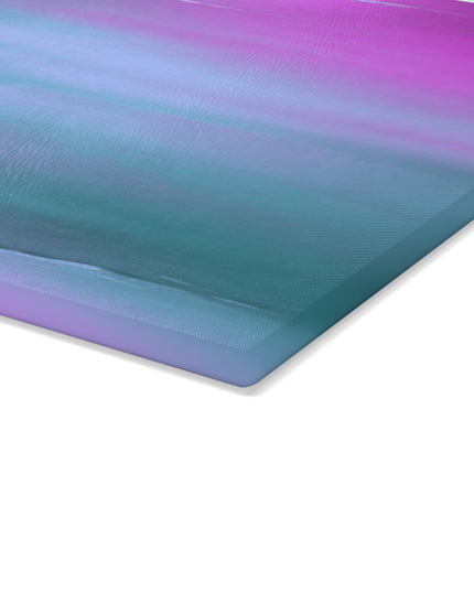 Dark Blue Green Sea Purple Fog 11" x 15" Glass Cutting Board