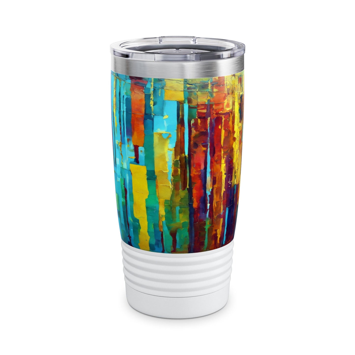 Striped Alpha Ringneck Tumbler, 20oz in white, steel and black