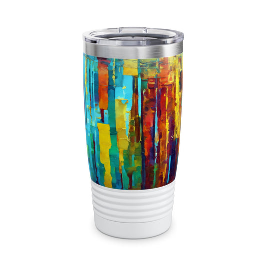 Striped Alpha Ringneck Tumbler, 20oz in white, steel and black