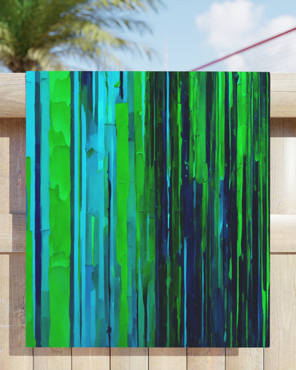 Striped Blue Green Beach Towel, 18" x 27"