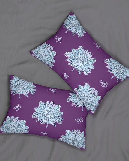 Blue Floral Butterflies Spun Polyester Lumbar Pillow, 20" x 14"