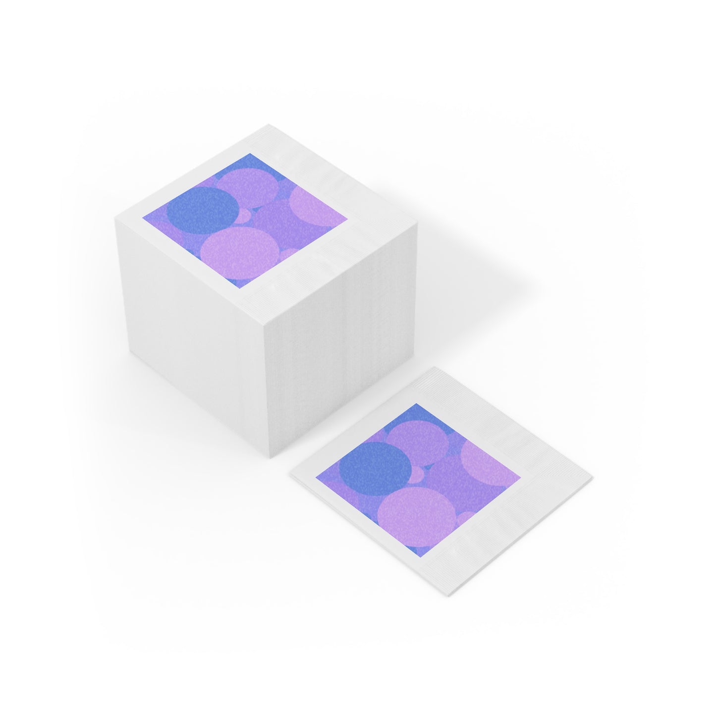 Pastel Purple Family Patches White Coined Napkins, 6.5" x 6.5"