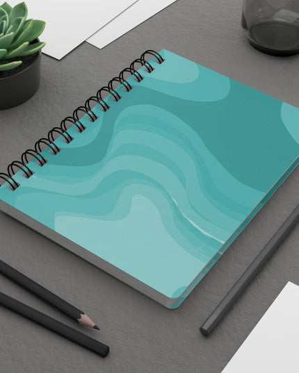 Tif Green Wavey Spiral Bound Journal, 5" x 7" 150 pages