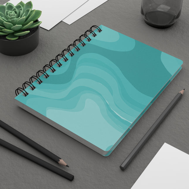 Tif Green Wavey Spiral Bound Journal, 5" x 7" 150 pages