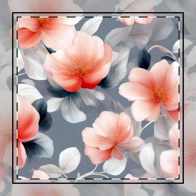 Red Blossom Floral Bunch Cotton Twill Napkin, 10" x 10"