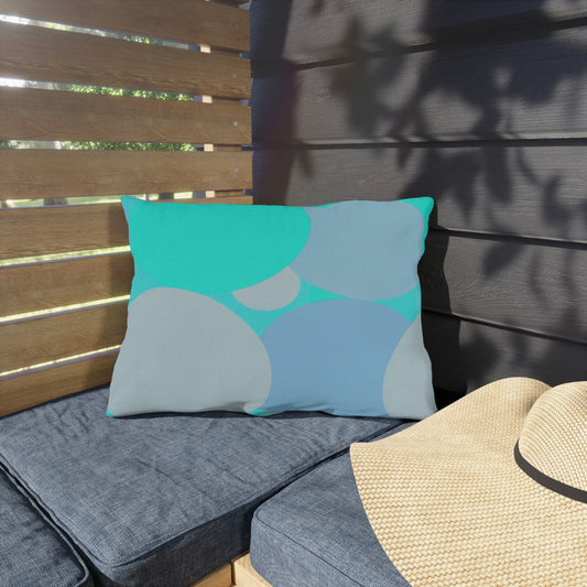 Pastel Tan and Tif Patches 20" x 14" Outdoor Pillow