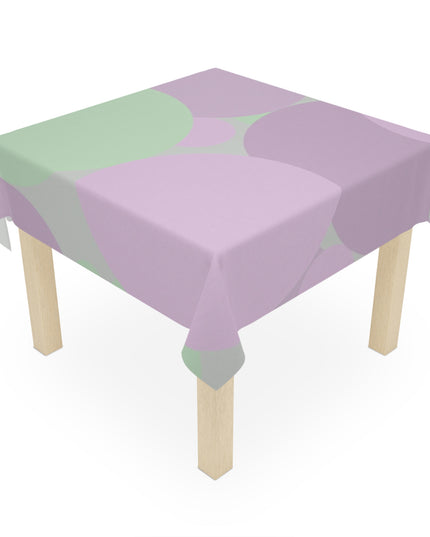 Pastel Lavender Purple and Soft Green Patches Tablecloth, 55" x 55"