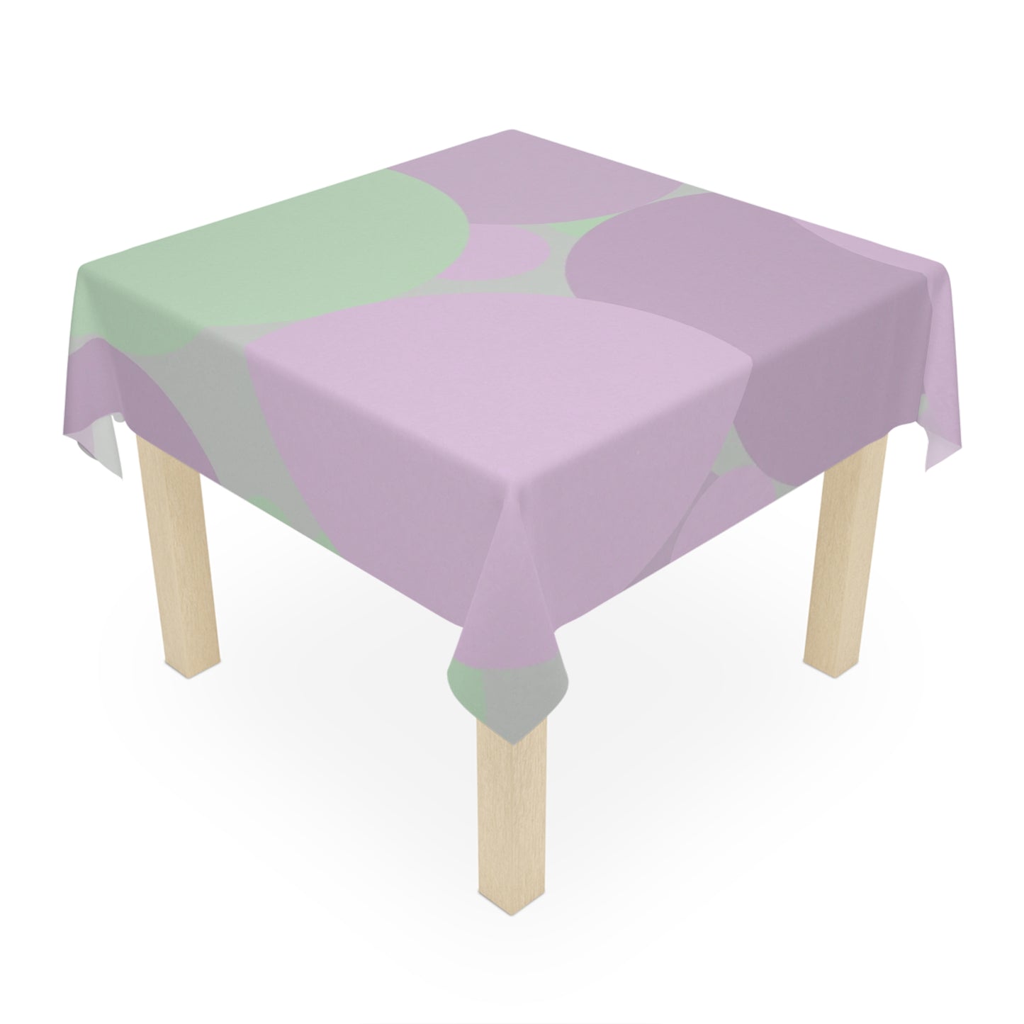 Pastel Lavender Purple and Soft Green Patches Tablecloth, 55" x 55"