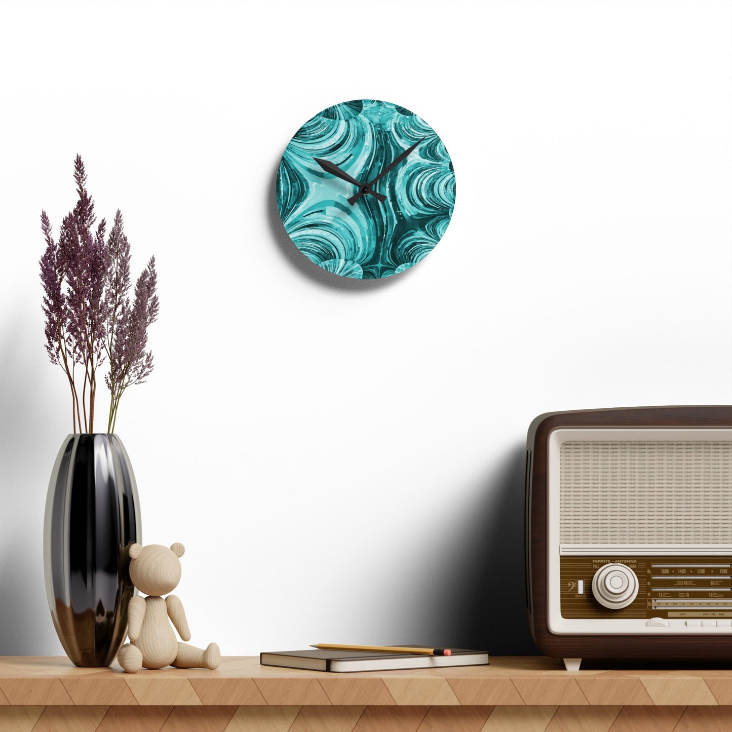 Uzi Spiral Tif Acrylic Round Wall Clock, 8" x 8"