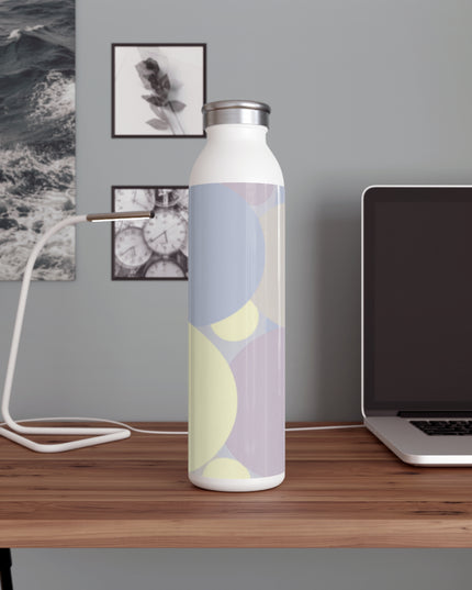 Pastel Soft Blue and Soft White Patches Slim Water Bottle, 20 oz White
