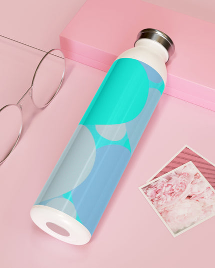 Pastel Tan and Tif Patches Slim Water Bottle, 20 oz White