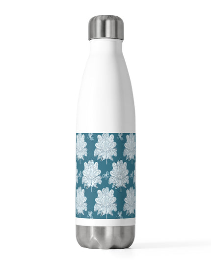 Tif Green White Floral Butterflies 20oz Insulated Water Bottle