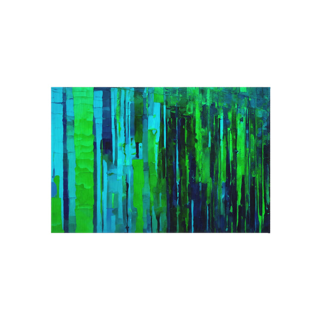 Striped Blue Green Outdoor Rug, 24" x 36"