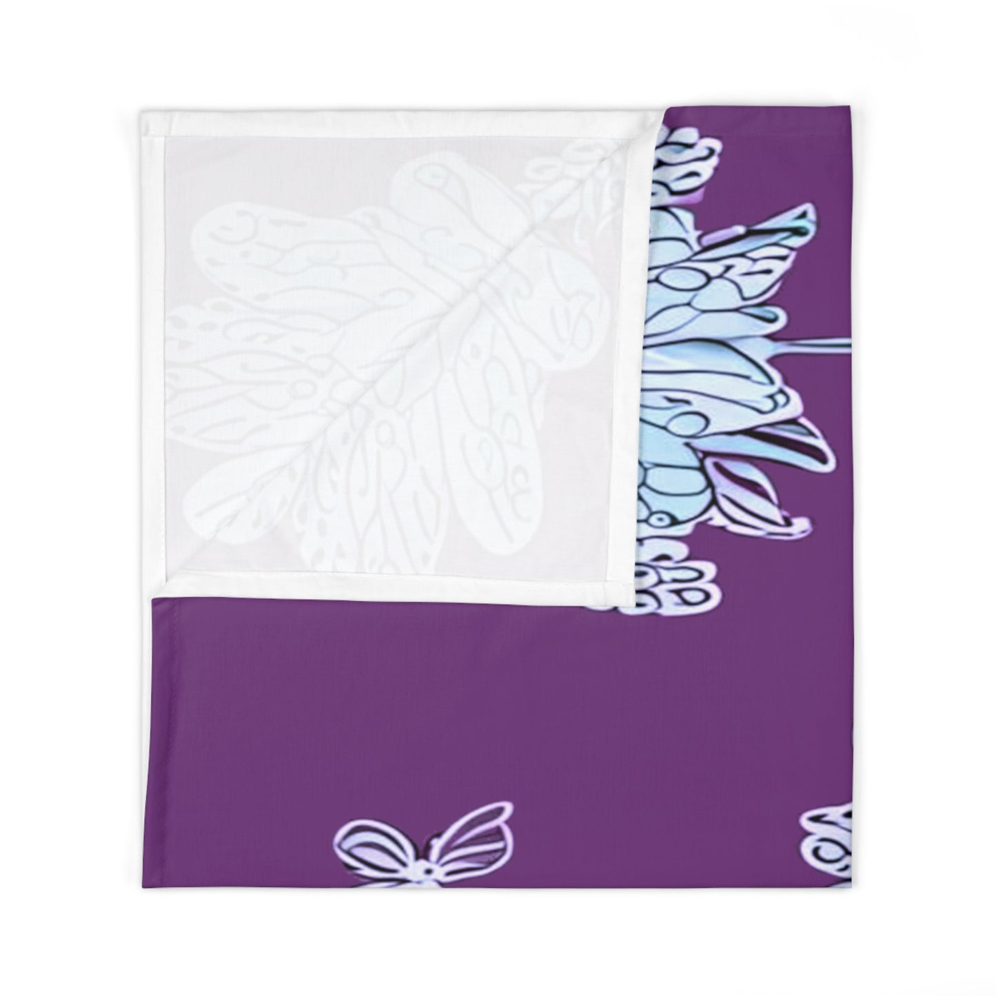 Blue Floral Butterflies Baby Swaddle 30″×40″ Blanket