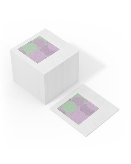 Pastel Lavender Purple and Soft Green Patches White Coined Napkins, 4.8" x 4.8"