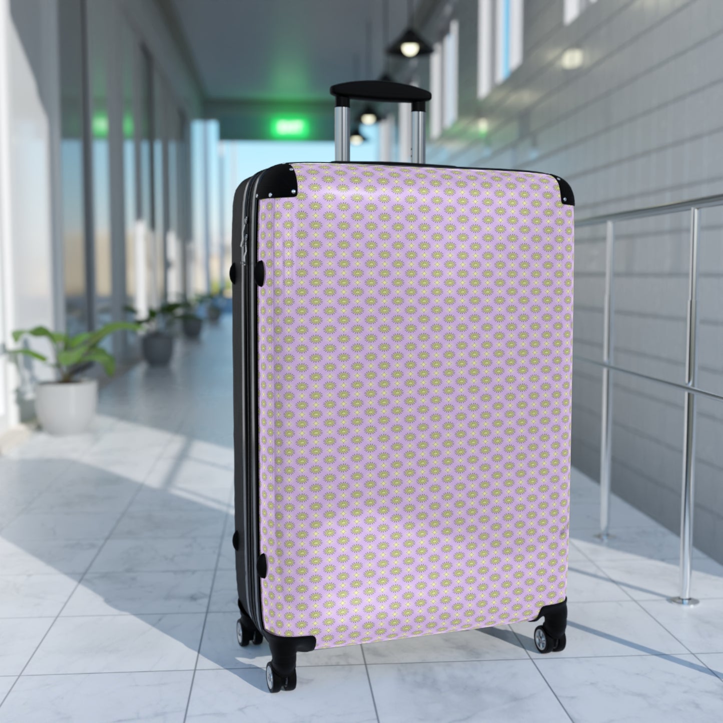 Magenta Star-crossed Bodies Large Suitcase with built in lock, 4 double-wheels, telescopic handle, and ABS back hard-shell