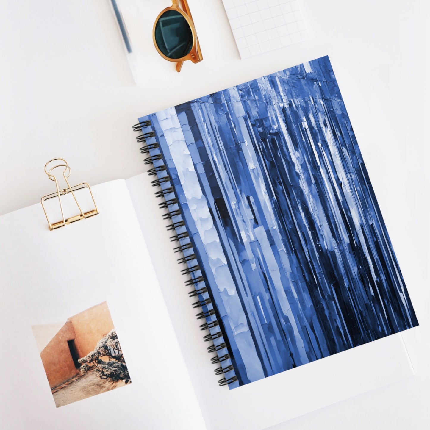 Striped Deep Blue Spiral Notebook - Ruled Line, 6" x 8", 118 pages