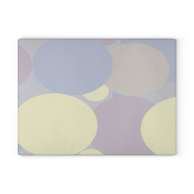 Pastel Soft Blue and Soft White Patches 11" x 15" Glass Cutting Board